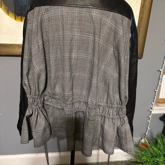 Adeam size medium Glen check and leather jacket blazer. No callouts - Picture 9 of 10